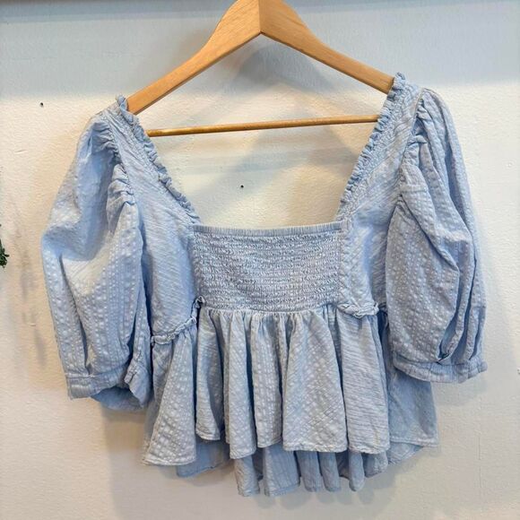 Free-people Women's Blue Blouse - Picture 2 of 4